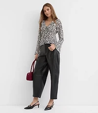 Petite Heart Ruffle Tie Neck Blouse