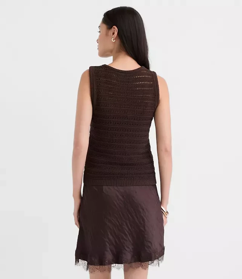 Pointelle Scoop Neck Sweater Tank Top