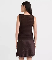 Pointelle Scoop Neck Sweater Tank Top