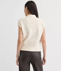 Ribtrim Sleeveless Mock Neck Sweater