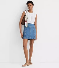 Seamed Denim Mini Skirt Light Wash Indigo