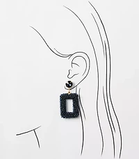 Crystal Beaded Rectangle Statement Earrings