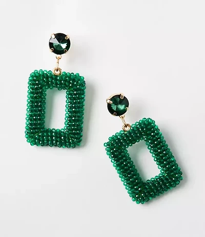 Crystal Beaded Rectangle Statement Earrings