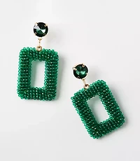 Crystal Beaded Rectangle Statement Earrings