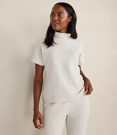 Haven Well Within Cotton Blend Ottoman Rib Mock Neck Top