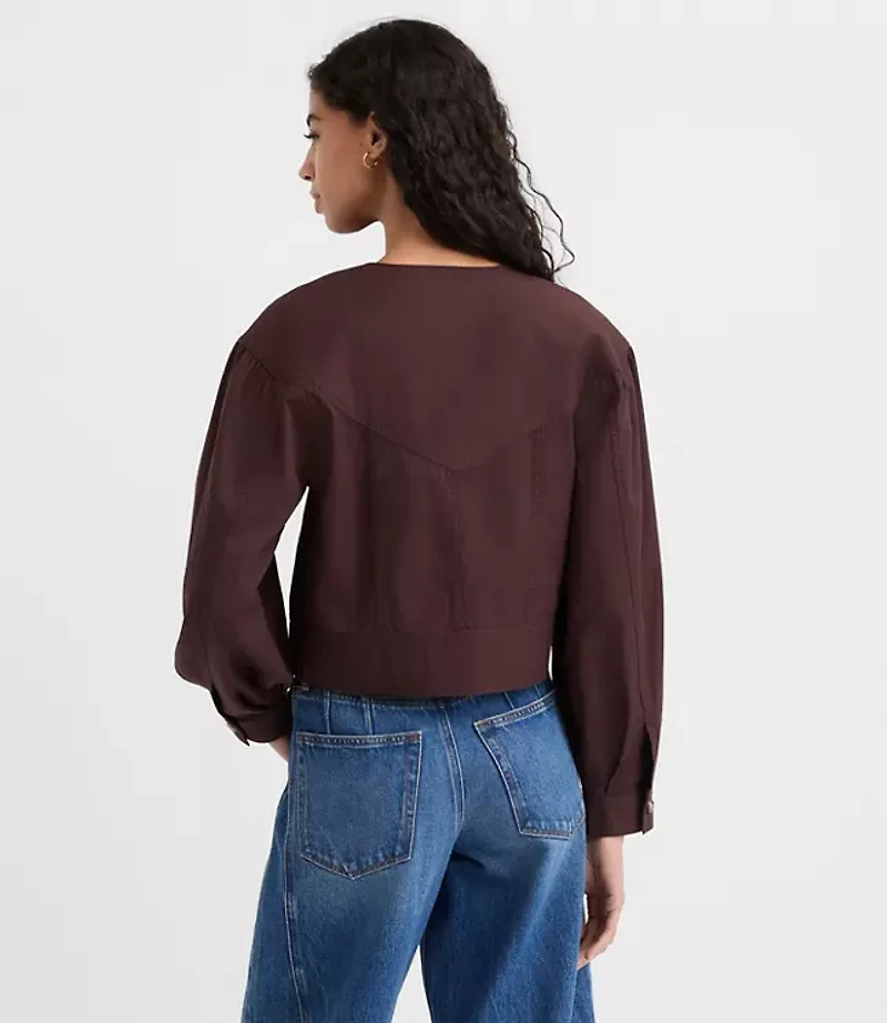 Gathered Sleeve Twill Jacket