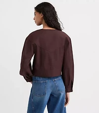 Gathered Sleeve Twill Jacket