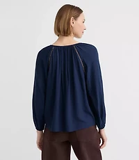 Floral Cutout Embroidered V-Neck Blouse