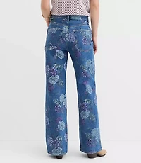 Petite High Rise Wide Leg Jeans Floral