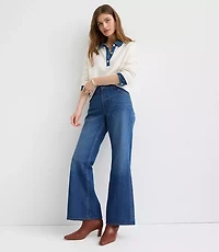 Petite Denim Trim Henley Sweater