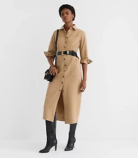 Petite Twill Midi Pocket Shirtdress