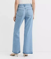 Rivete Petite Unpicked Mid Rise Wide Leg Jeans Vintage Light Wash