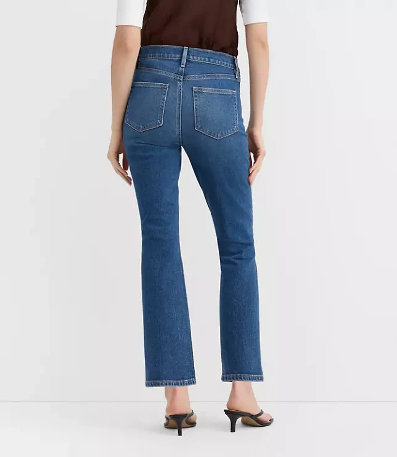 Rivete Petite Welt Pocket High Rise Kick Crop Jeans Mid Wash