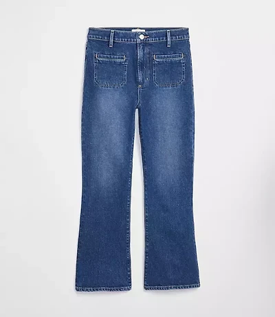 Rivete Petite Welt Pocket High Rise Kick Crop Jeans Mid Wash