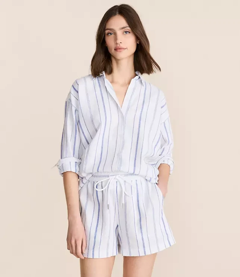 Lou & Grey Striped Linen Cotton Back Slit Tunic Shirt