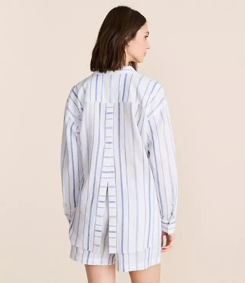 Lou & Grey Striped Linen Cotton Back Slit Tunic Shirt