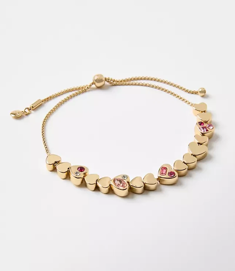Sparkle Heart Pull Tie Bracelet