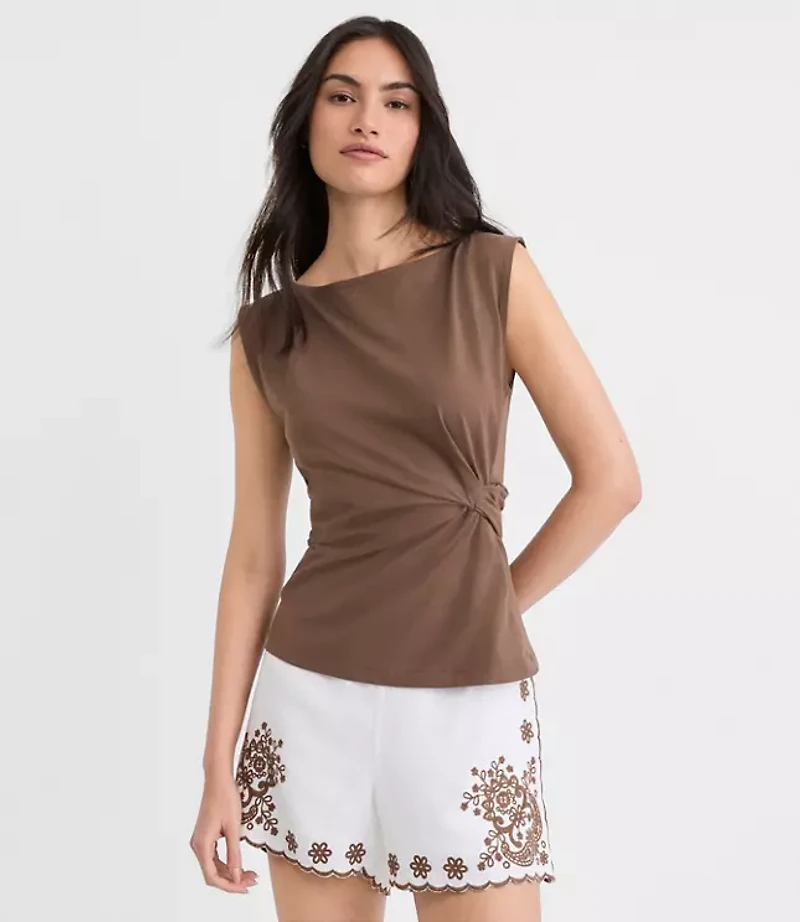 Knotted Boatneck Top