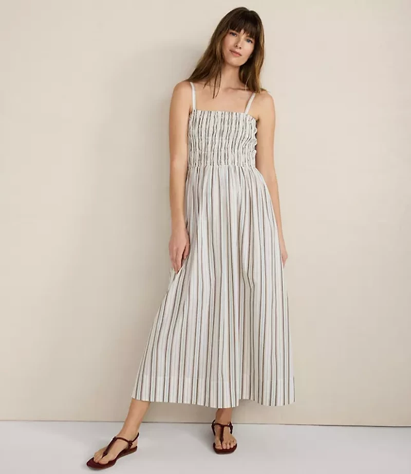 Haven Well Within Organic Cotton Poplin Smocked Midi Dress
