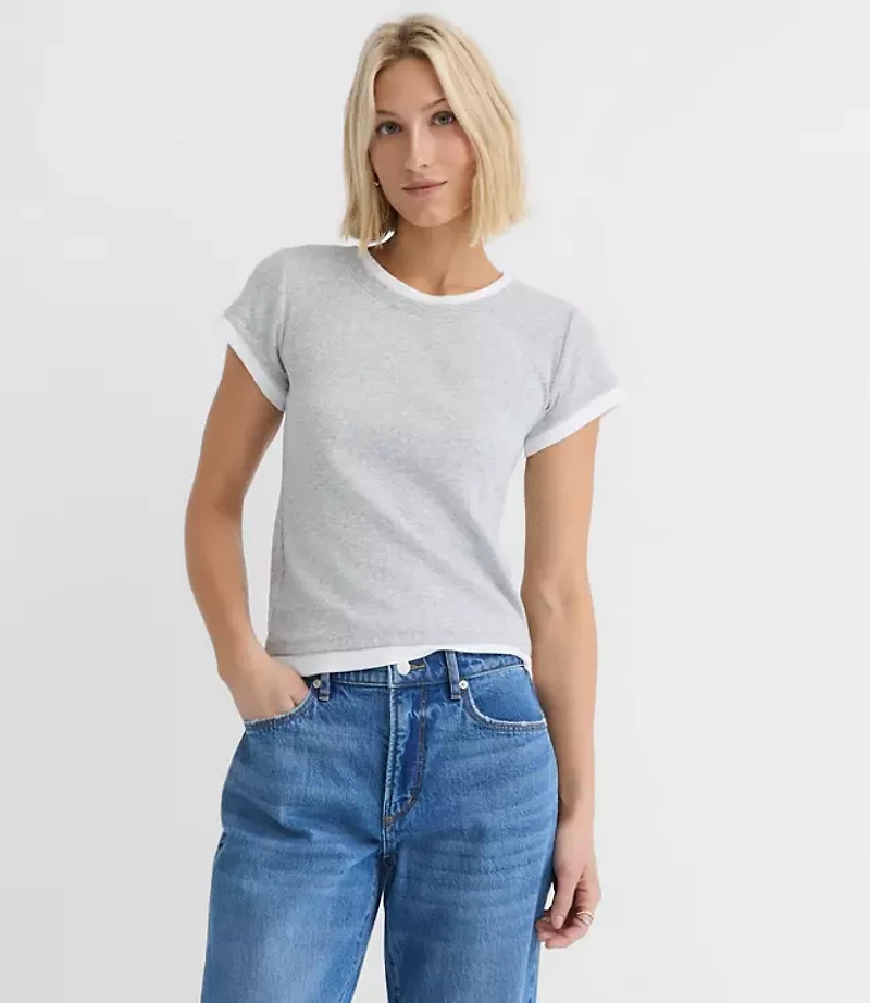 Heathered Layered Perfect Ribbed Tee