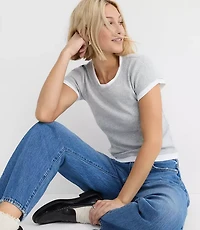 Heathered Layered Perfect Ribbed Tee