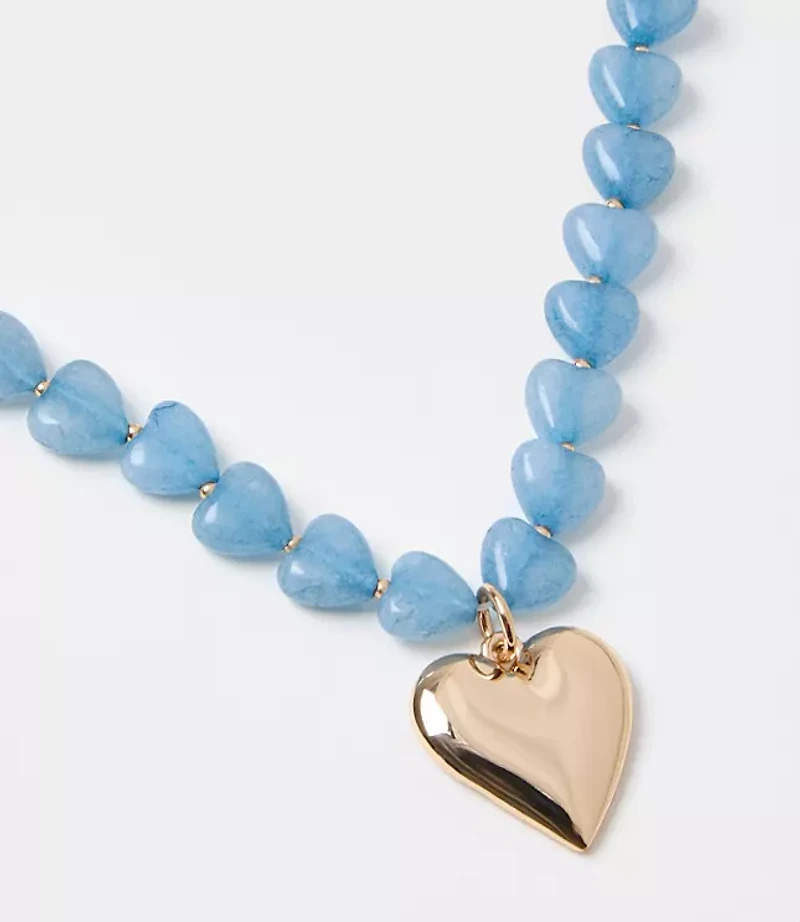 Beaded Heart Statement Necklace