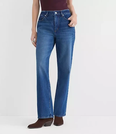 Curvy Rivete Mid Rise Relaxed Straight Jeans Dark Wash