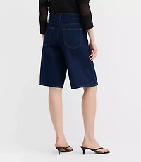 Rivete Curvy High Rise Denim Bermuda Shorts Dark Rinse