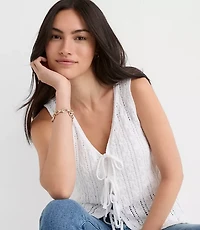 Pointelle Bow Sweater Vest