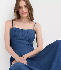 Chambray Ruched Bustier Top