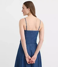 Chambray Ruched Bustier Top