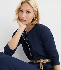 Scalloped Ribbed Henley Midi Dress