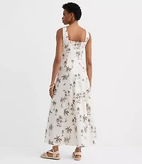 Palm Linen Cotton Seamed Midi Pocket Dress