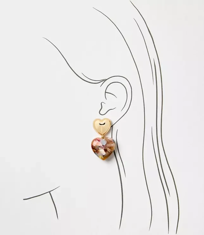 Tortoiseshell Print Puffy Heart Earrings