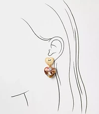 Tortoiseshell Print Puffy Heart Earrings