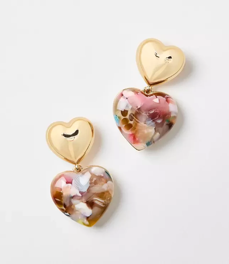 Tortoiseshell Print Puffy Heart Earrings