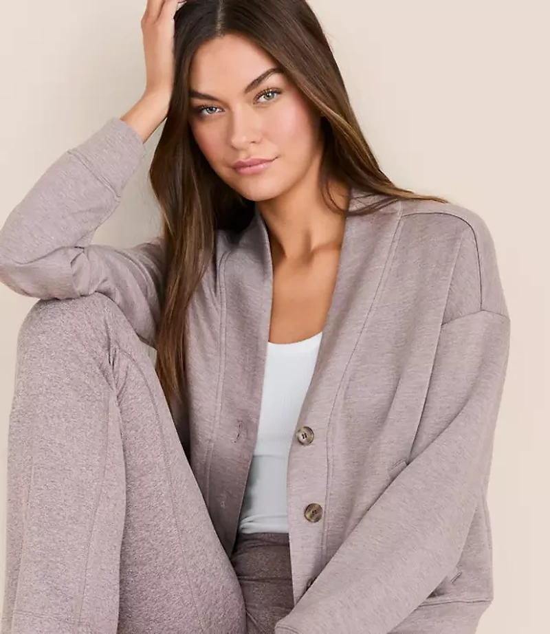 Lou & Grey Heathered Scubasoft V-Neck Pocket Cardigan