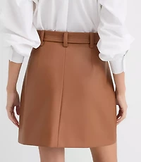 Petite Faux Leather Trench Mini Skirt