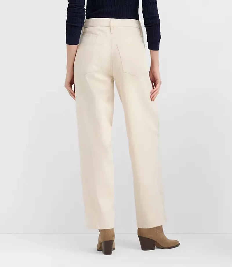 Rivete Petite Seamed High Rise Barrel Jeans Ivory