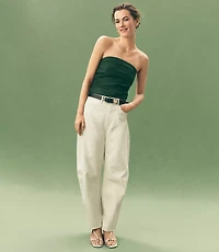 Rivete Petite Seamed High Rise Barrel Jeans Ivory