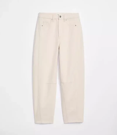 Rivete Petite Seamed High Rise Barrel Jeans Ivory