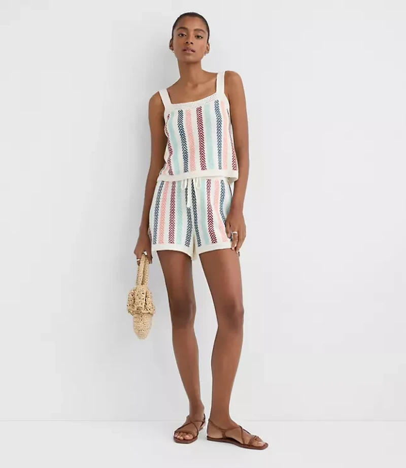 Petite LOFT Beach Chevron Stripe Drawstring Shorts