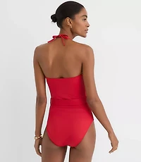 LOFT Beach Tortoiseshell Print Ring Bandeau One Piece Swimsuit