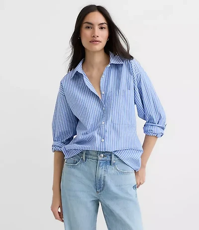Striped Poplin Everyday Oversized Pocket Shirt