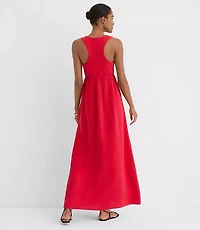 Petite LOFT Beach Triple Cloth Mixed Media Maxi Pocket Dress