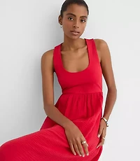 Petite LOFT Beach Triple Cloth Mixed Media Maxi Pocket Dress