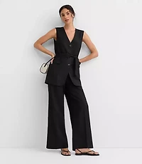 Petite Linen Blend Belted Pocket Vest