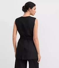 Petite Linen Blend Belted Pocket Vest