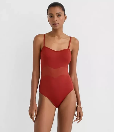 LOFT Beach Mesh One Piece Swimsuit