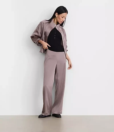 Petite LOFT Versa Satin Straight Pants
